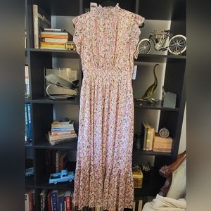 MELLODAY pink maxidress size M flutter sleeve NWT